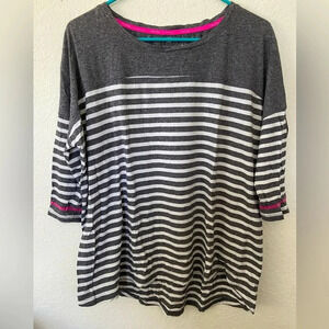 Calvin Klein Performance Stretch Striped Hi-Low 3/4 sleeve top shirt Sz Large